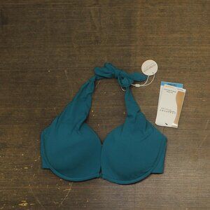 Contours By Coco Reef Underwire Push Up Bikini Swim Top Teal Blue 12 / 36D